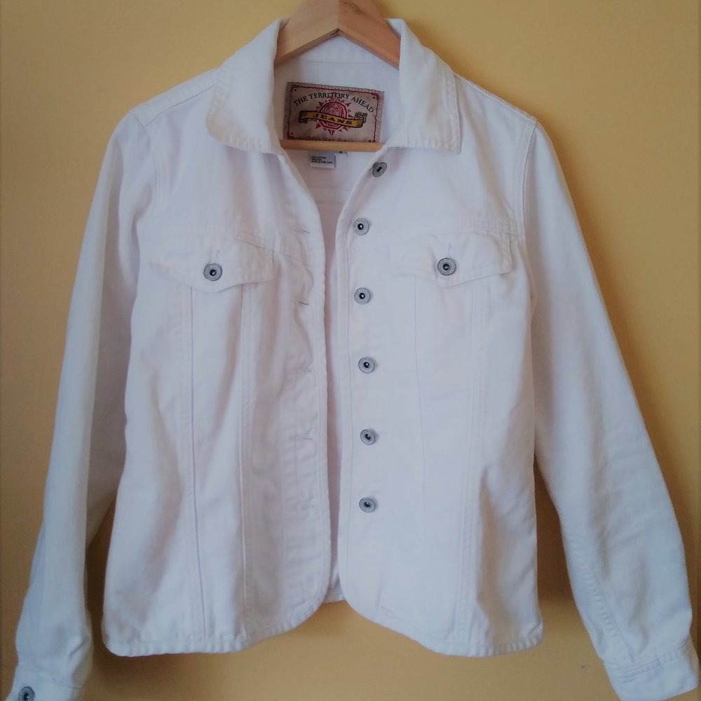 White Cotton Jacket-THE TERRITORY AHEAD JEANS